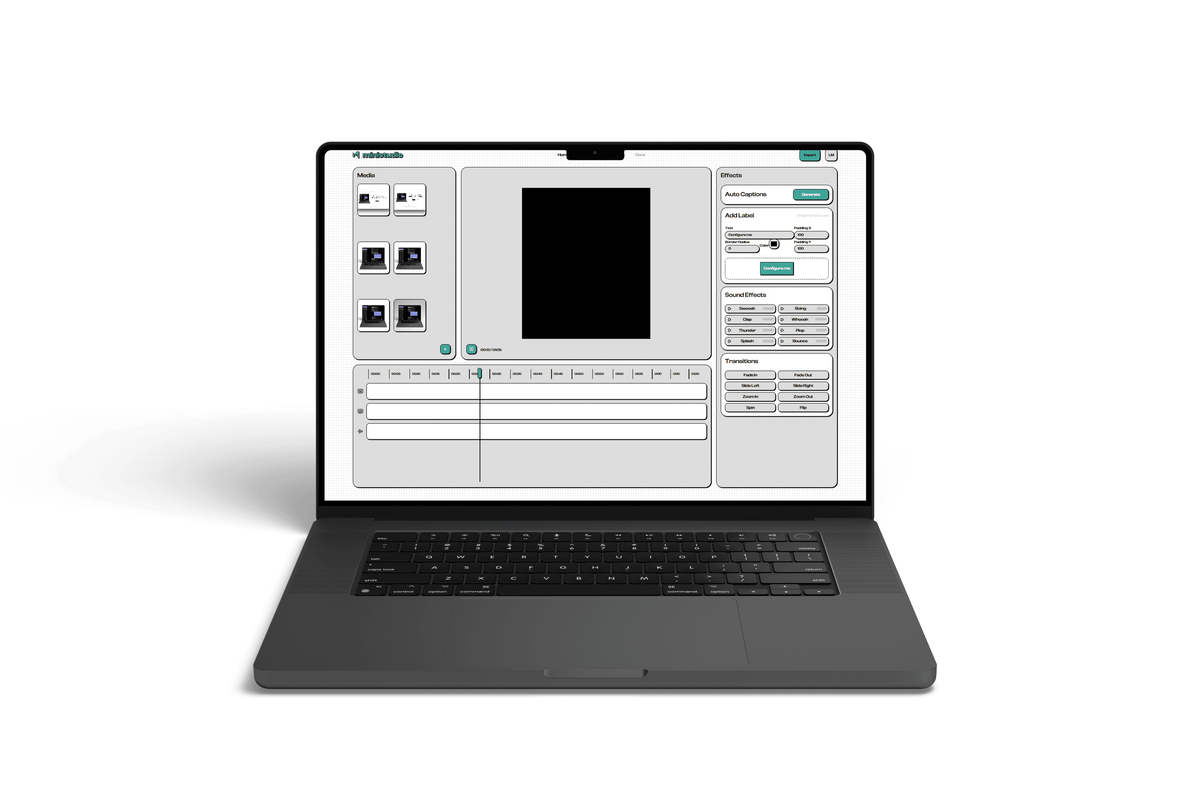 ministudio editor on MacBook